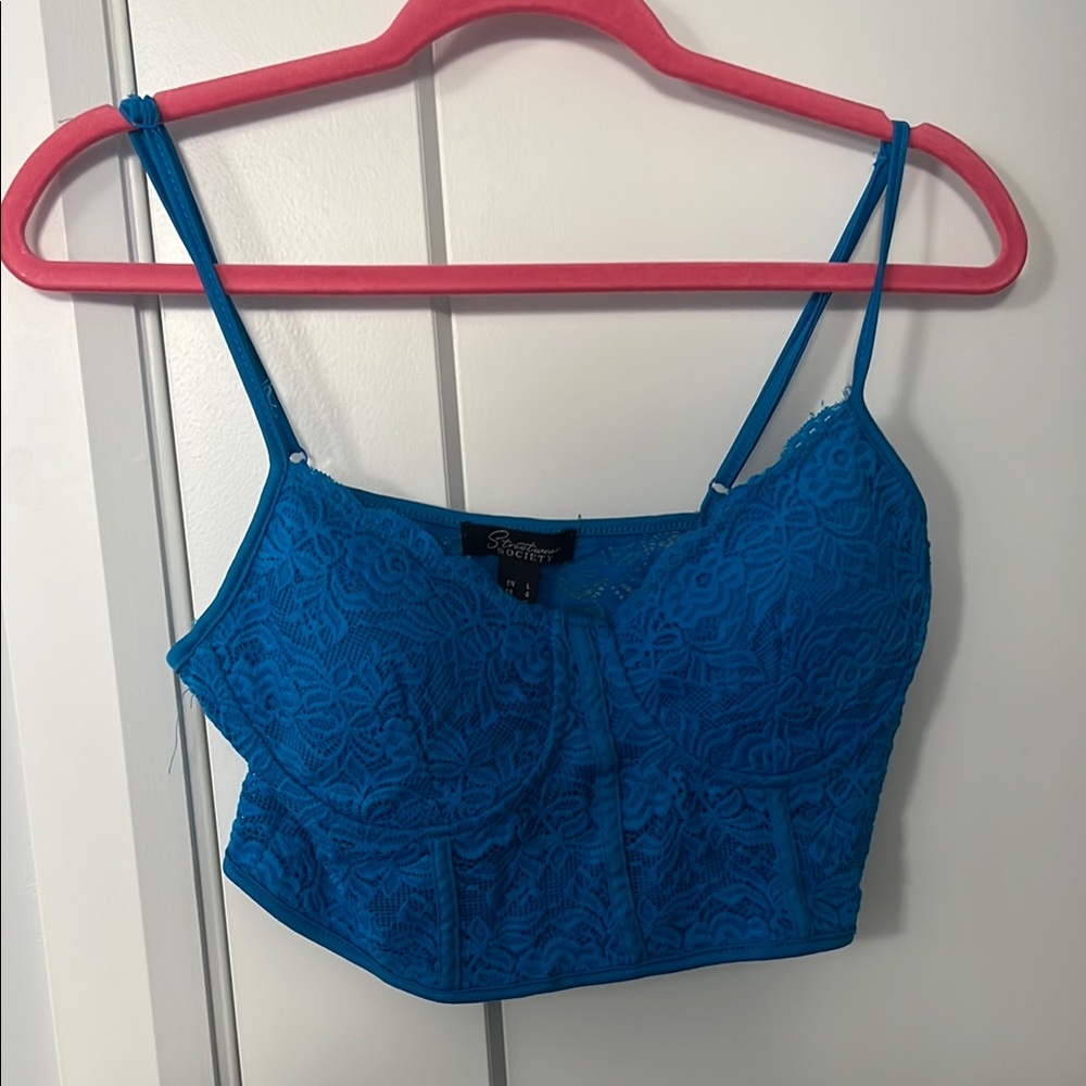 Blue Lace Bustier Top
